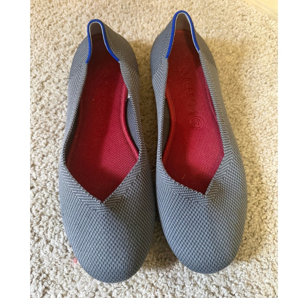 Women's Rothy's The Flat Round Toe Shoes 10 Gray Ballet Minimalist Comfort